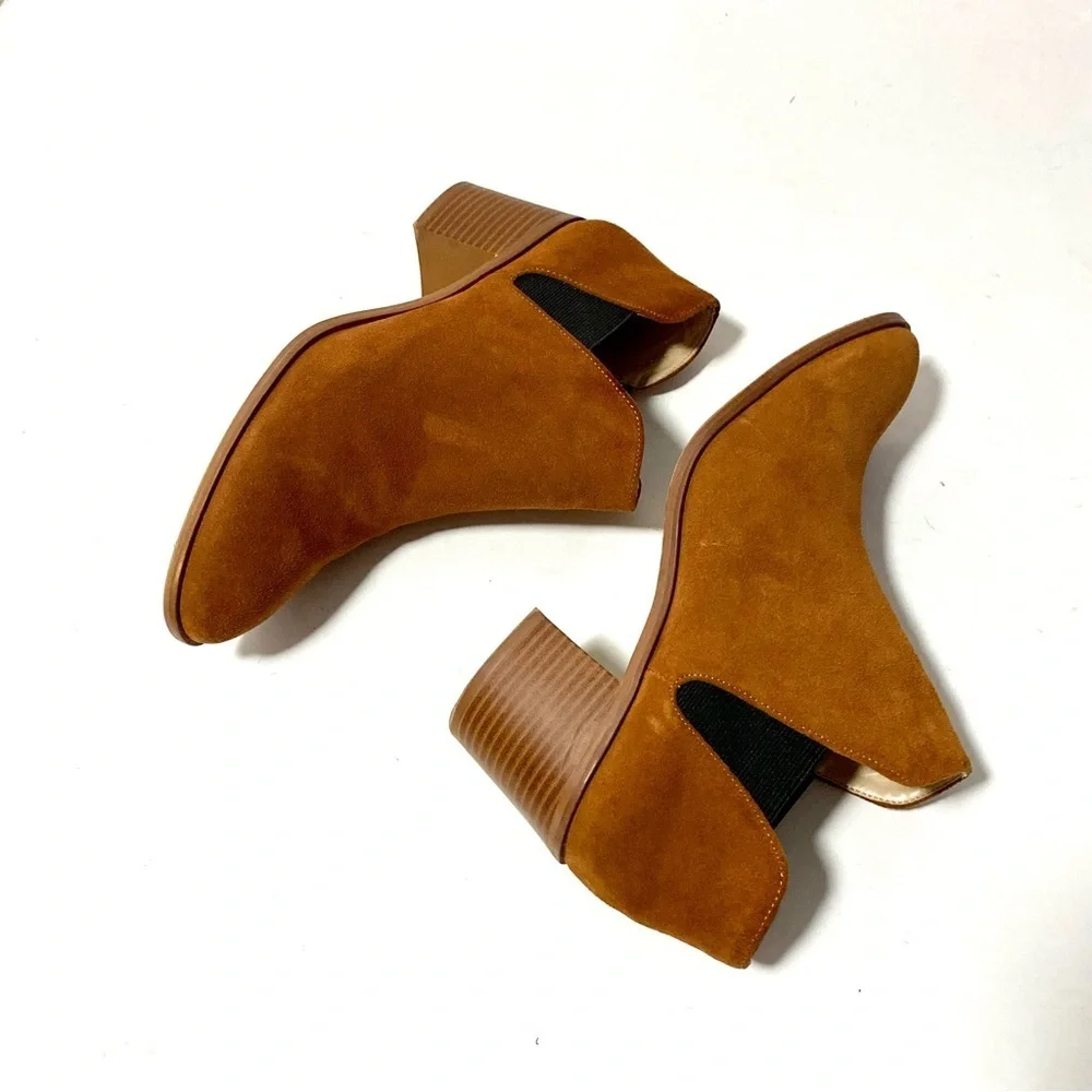 ZARA Basic Collection Brown Slip-on Suede Ankle Booties Size US 8.5 EU 39